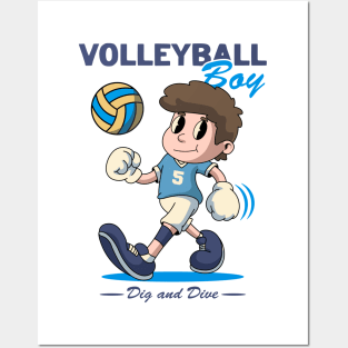 Funny Volleyball Boy Posters and Art